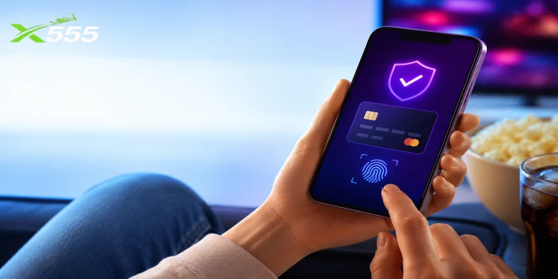 Secure payment verification process shown on a modern smartphone screen.