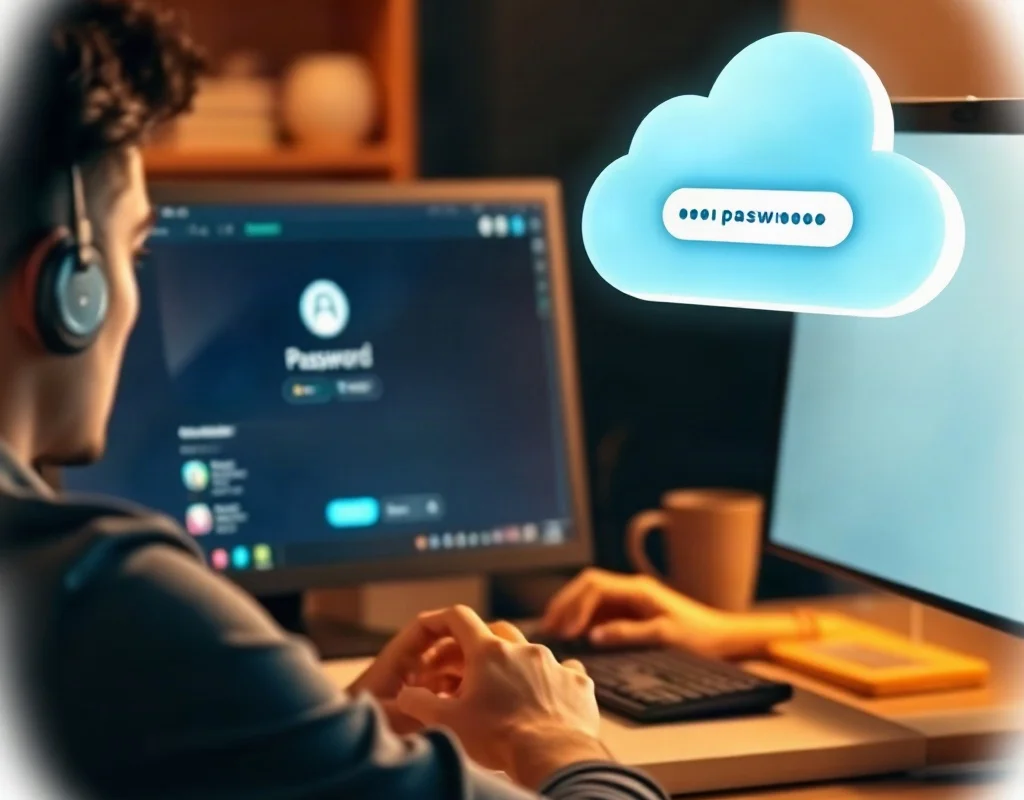 User logging into a game account on a computer