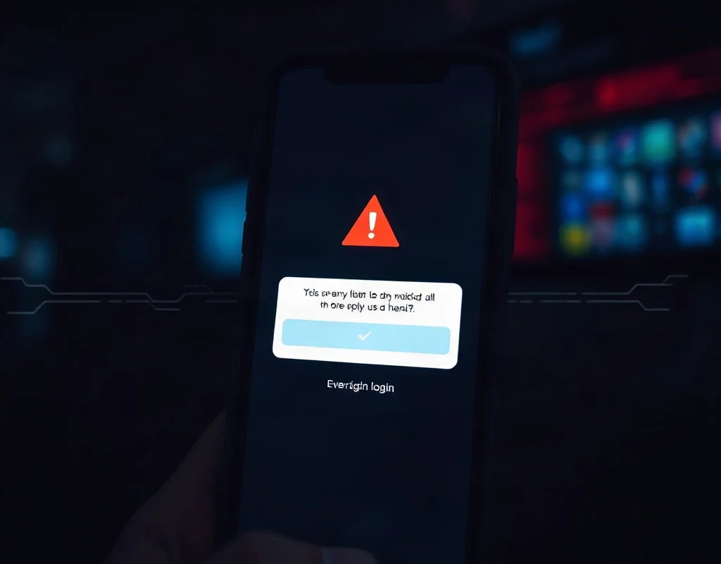 Login error message on a smartphone screen