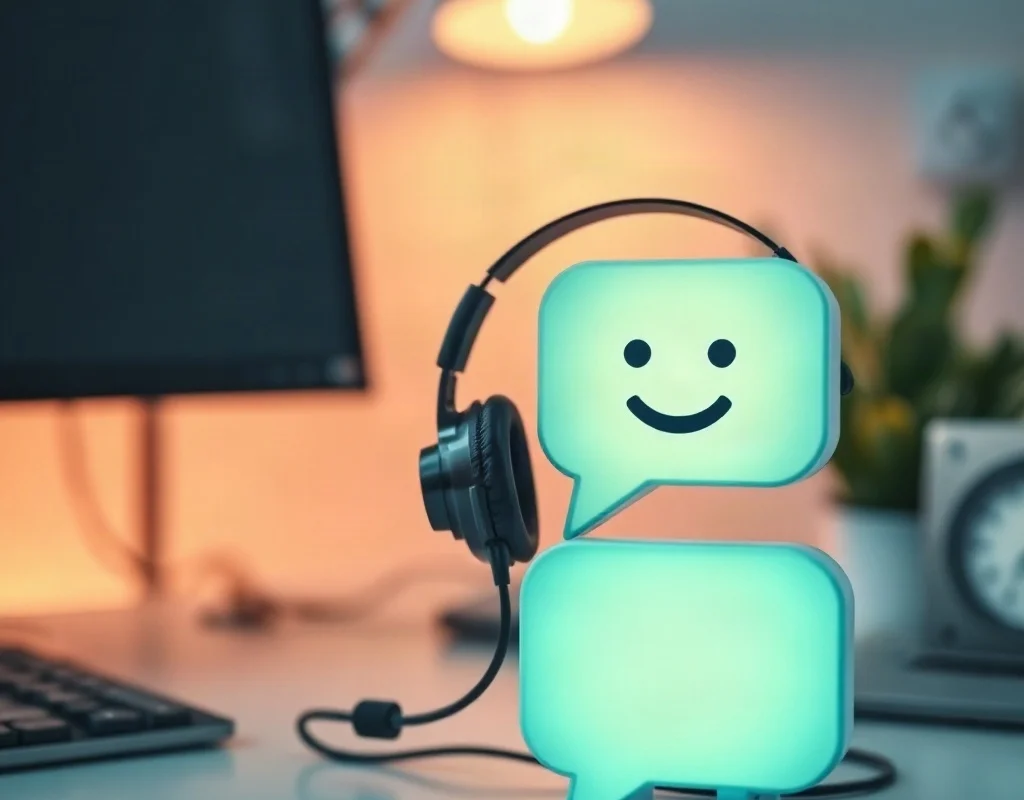 Customer support headset and chat bubble icons