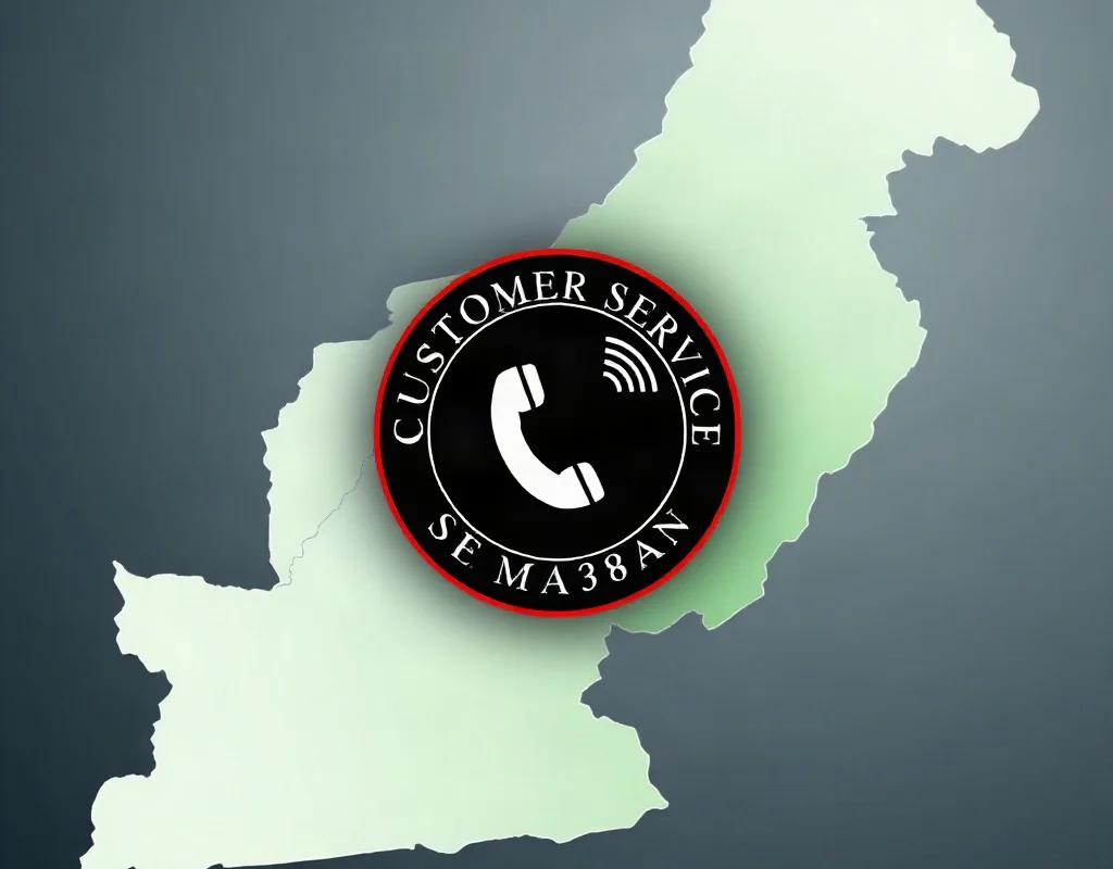 Map of Pakistan with a customer service emblem and phone icon