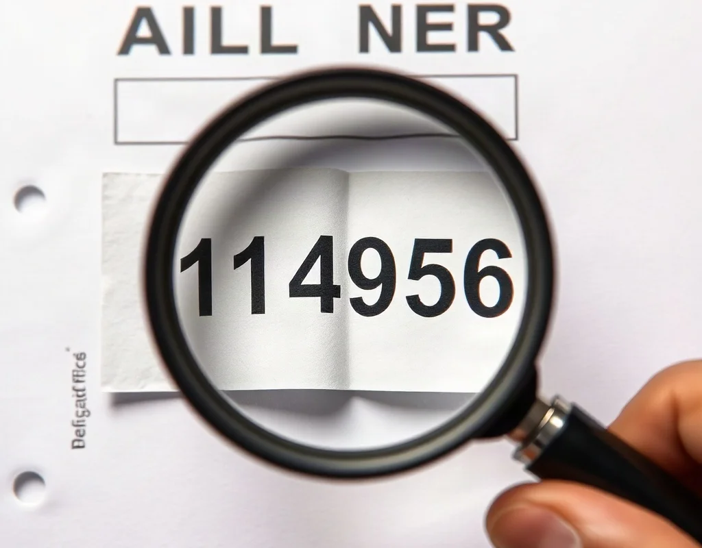 Magnifying glass over a phone number on a paper to verify legitimacy