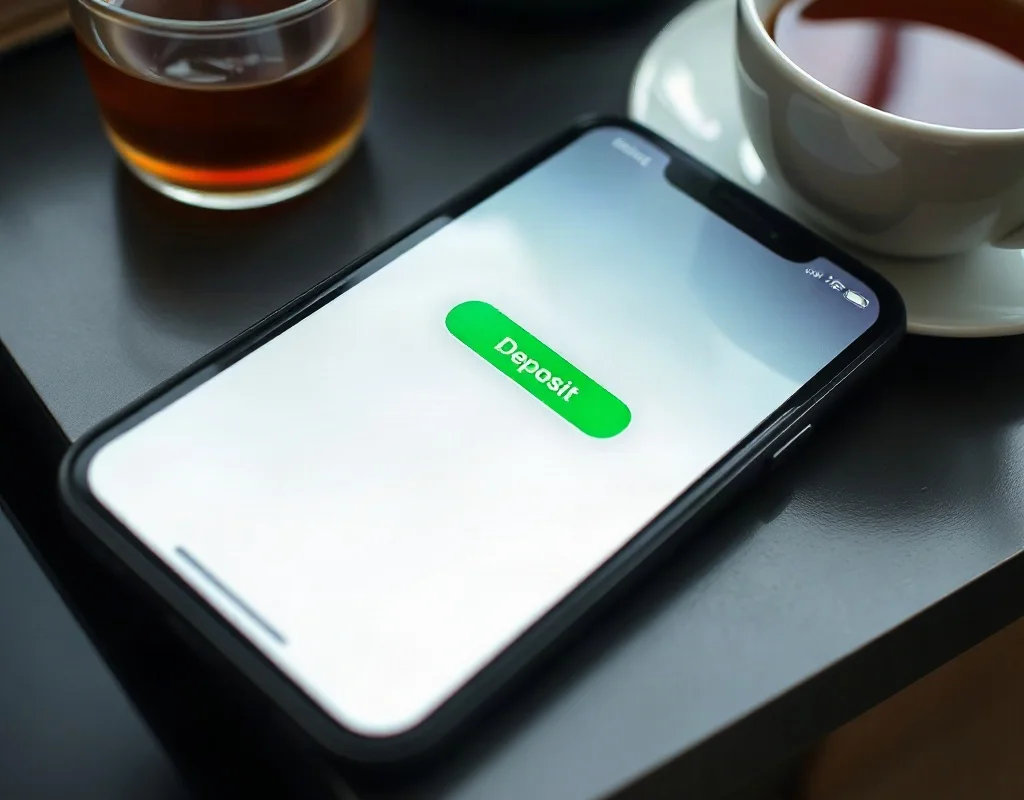 X555 deposit guide with smartphone showing wallet app
