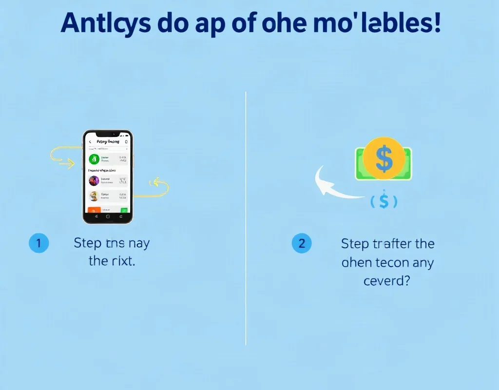 Illustration of step-by-step mobile money transfer process on smartphone