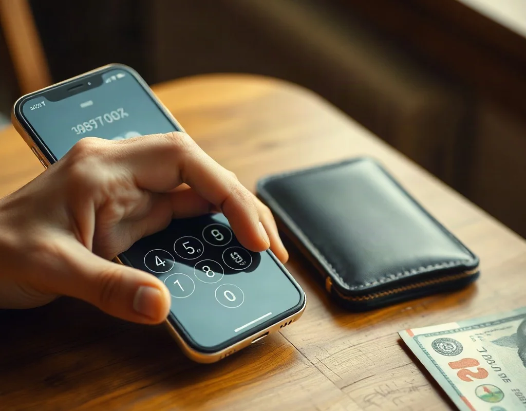 Entering MPIN on mobile phone for Easypaisa withdrawal