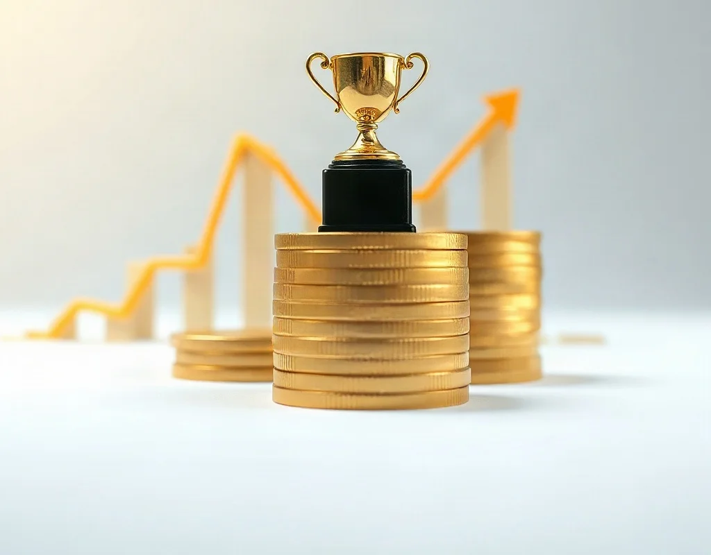 Coins and trophy representing earnings from X555 bonuses