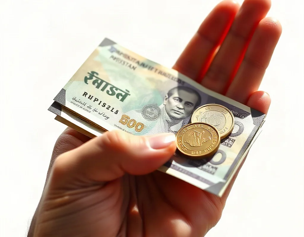 Hand holding Pakistani currency with a digital wallet icon overlay representing online payments
