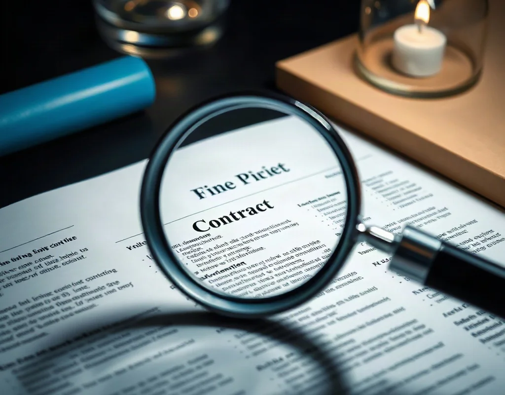 Magnifying glass examining fine print of a referral program terms
