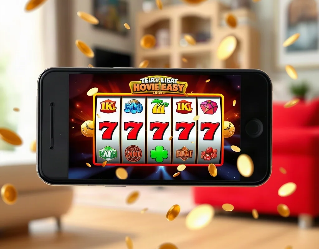 Indonesian player holding smartphone with X555 slot game in action, winning coins