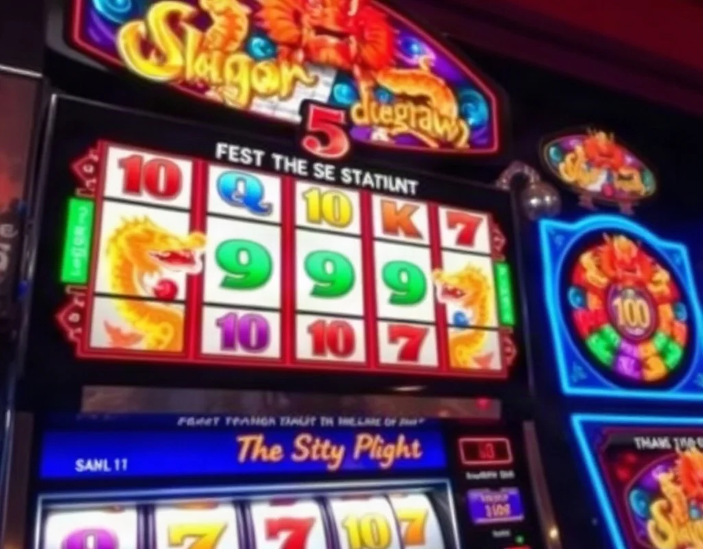 Colorful X555 slot machine with dragon and treasure symbols