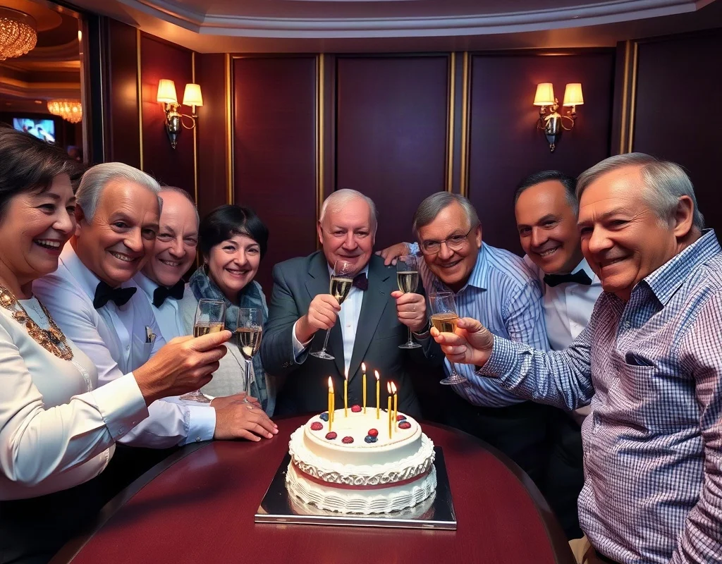 VIP members celebrating in a private casino room