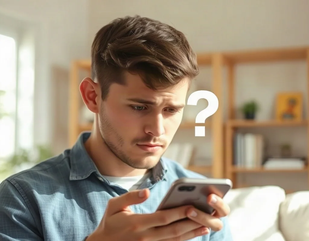 Person looking confused at a smartphone with a question mark, illustrating common issues with X555 withdrawals.